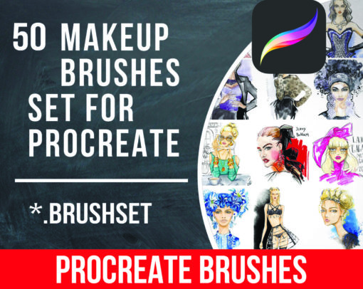 50 Makeup Brush Set for Procreate