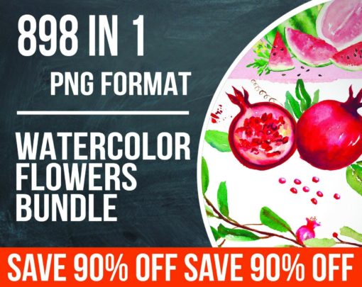 898 WATERCOLOR FLOWERS PNG set Watercolor clipart hand drawn Digital Download 153346658900